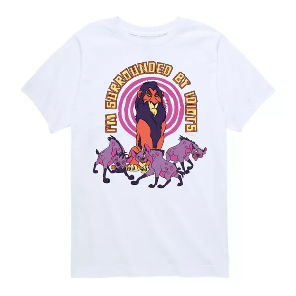 Футболка с графическим принтом «Король Лев» для мальчиков 8-20 лет со шрамом в окружении идиотов Disney, белый
Футболка с графическим принтом «Король Лев» для мальчиков 8-20 лет со шрамом в окружении идиотов Disney, белый