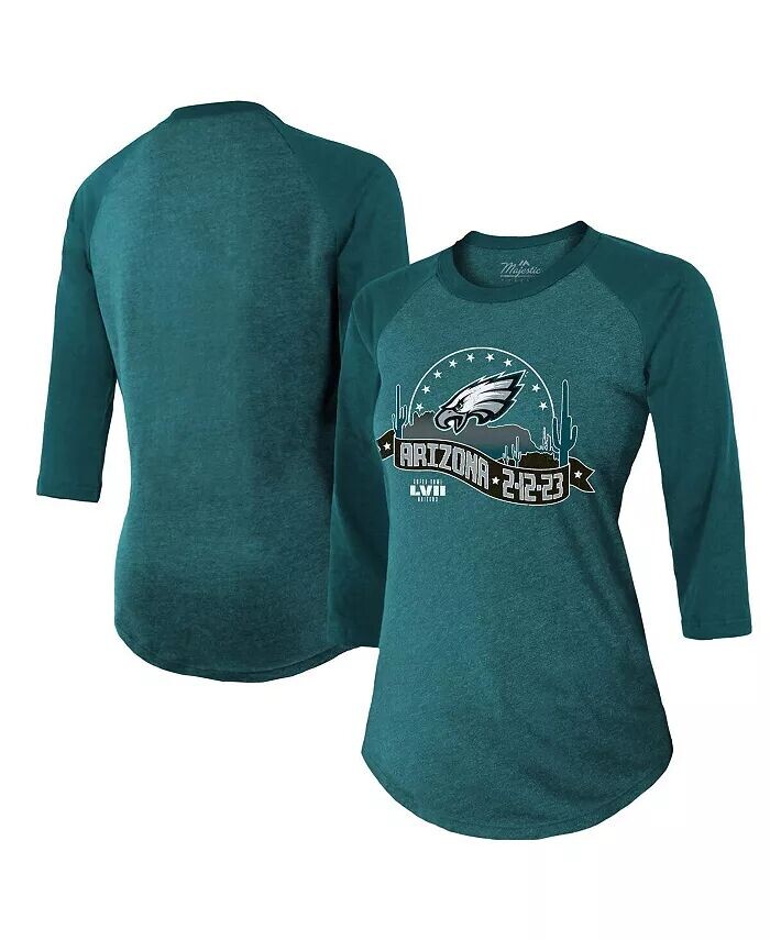Женская футболка Midnight Green Philadelphia Eagles Super Bowl LVII Desert Tri-Blend реглан с рукавами 3/4 Majestic
Женская футболка Midnight Green Philadelphia Eagles Super Bowl LVII Desert Tri-Blend реглан с рукавами 3/4 Majestic