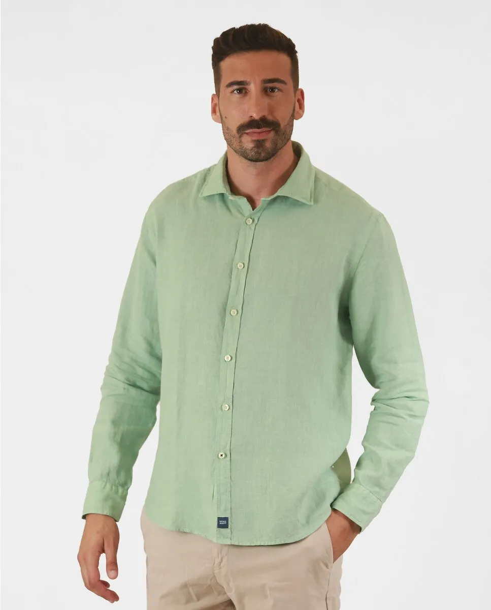 Мужская мягкая узкая льняная рубашка светло-зеленого цвета Wickett Jones
Мужская мягкая узкая льняная рубашка светло-зеленого цвета Wickett Jones