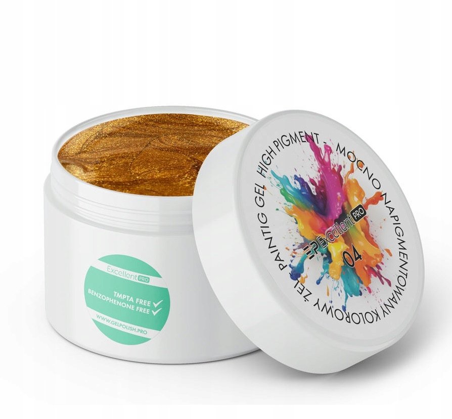Excellent Painting Gel Сильно пигментированный гель для декора 04 Gold 5 мл
Excellent Painting Gel Сильно пигментированный гель для декора 04 Gold 5 мл
