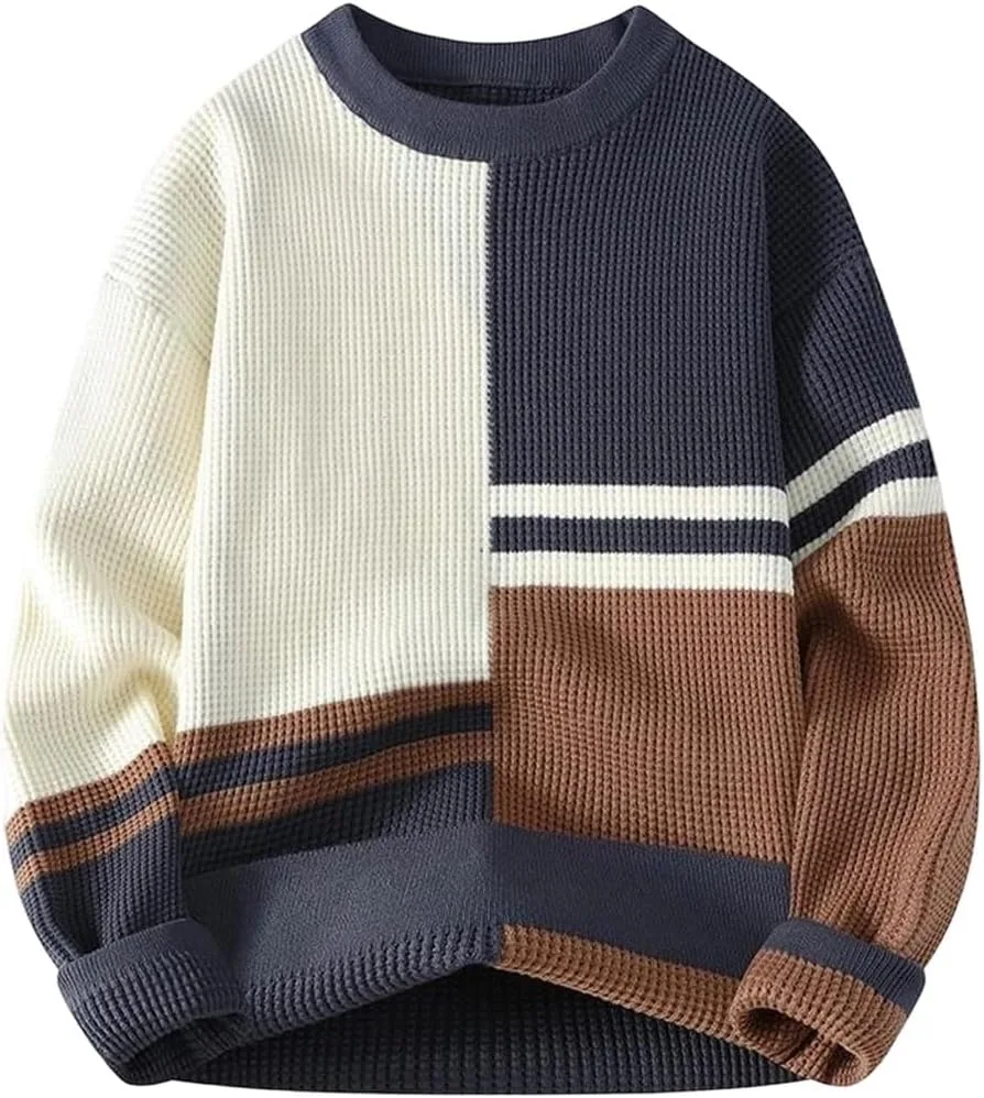 Мужской свитер с цветными блоками, теплый, свободного кроя
Мужской свитер с цветными блоками, теплый, свободного кроя