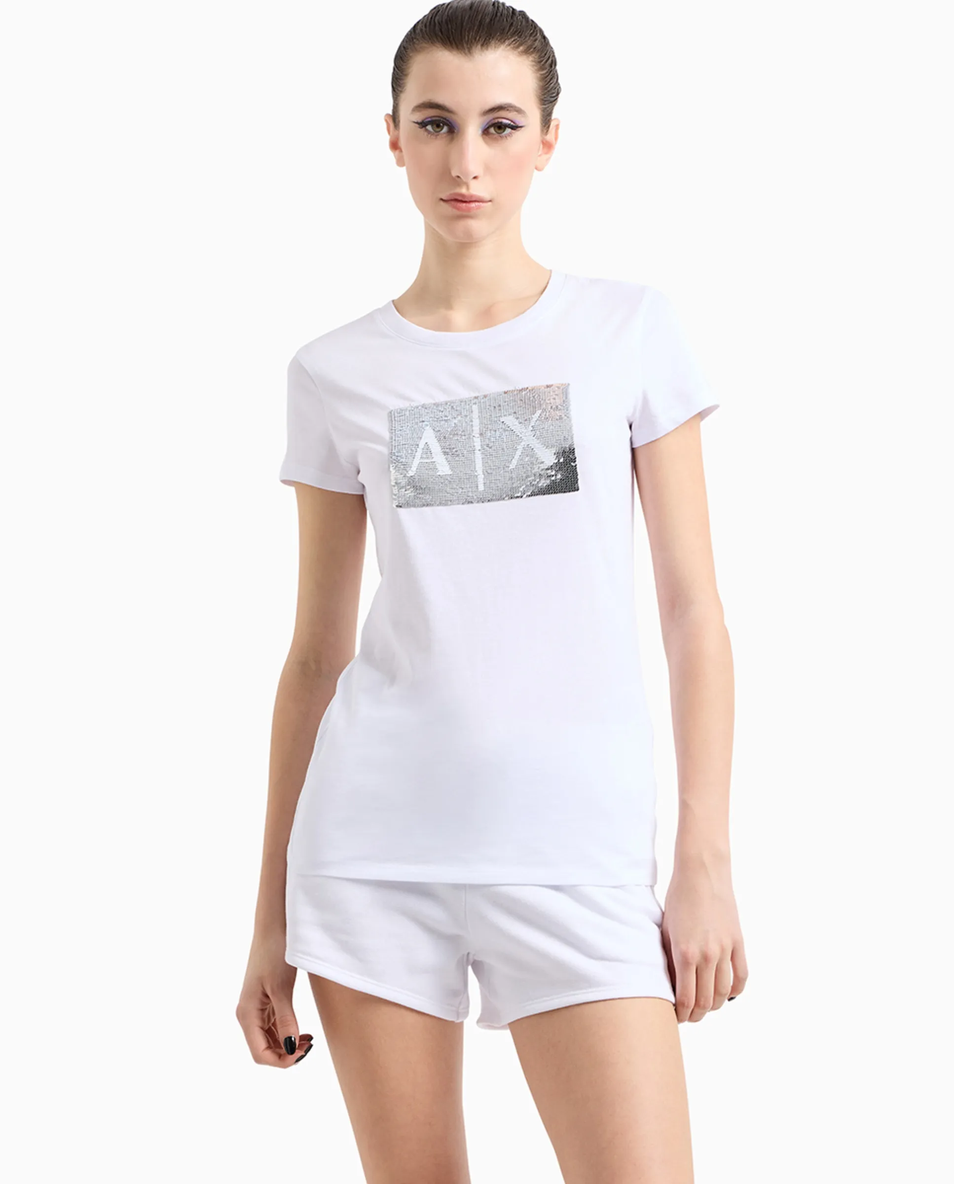 Женская футболка с пайетками Armani Exchange, белый
Женская футболка с пайетками Armani Exchange, белый