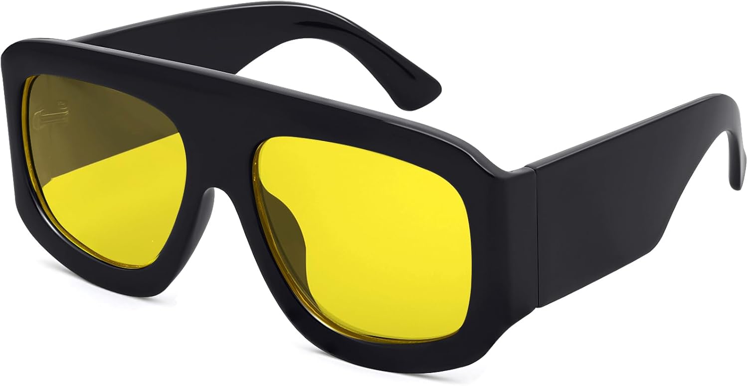 Крупные квадратные солнцезащитные очки-авиаторы для женщин и мужчин, большие дизайнерские солнцезащитные очки с плоской верхней частью и защитой от УФ-излучения UV400 Thryvox, Black/ Yellow
Крупные квадратные солнцезащитные очки-авиаторы для женщин и мужчин, большие дизайнерские солнцезащитные очки с плоской верхней частью и защитой от УФ-излучения UV400 Thryvox, Black/ Yellow