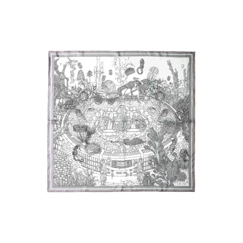 HERMES Шелковый шарф женский черно-белый
HERMES Шелковый шарф женский черно-белый