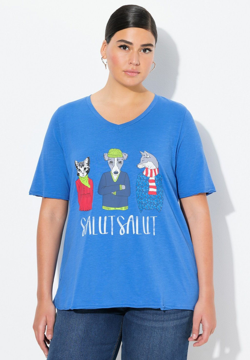 Футболка с принтом Ulla Popken, синий 
Футболка с принтом Ulla Popken, синий