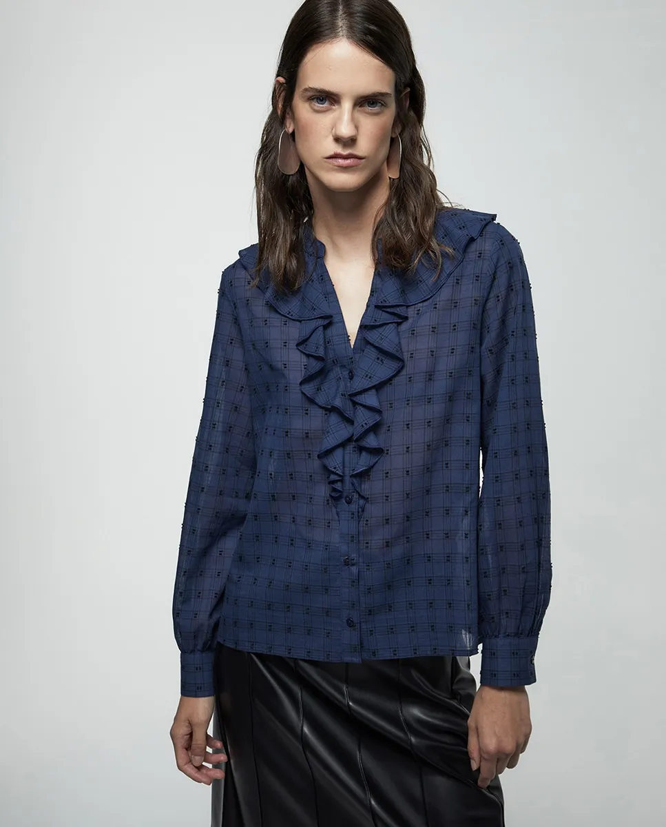 Блузка с воланами из добби Sfera, темно-синий
Блузка с воланами из добби Sfera, темно-синий