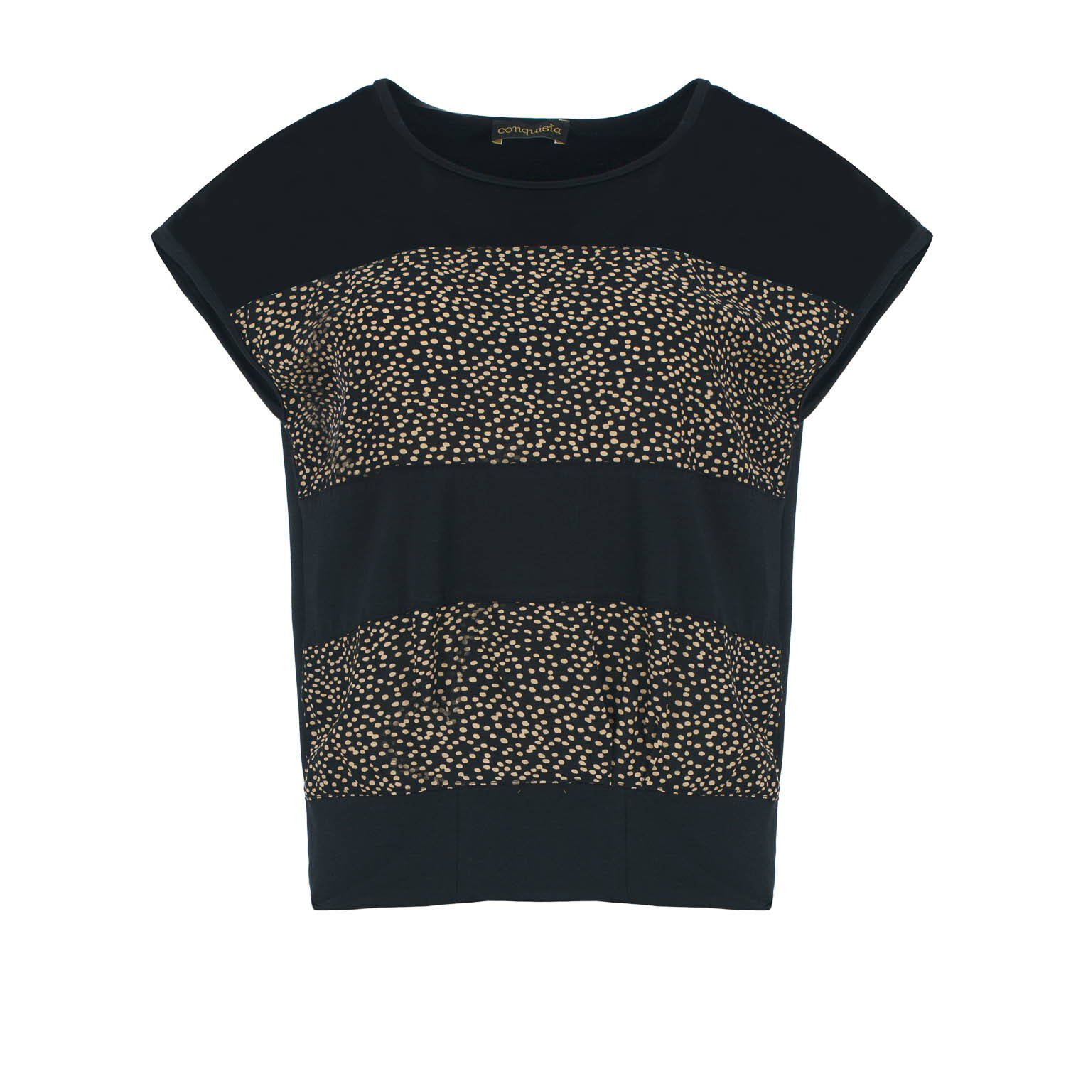 Современный топ из контрастного джерси и поплина Conquista, черный
Современный топ из контрастного джерси и поплина Conquista, черный