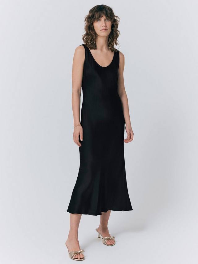 Платье-комбинация из пальмового атласа Ghost, черный 
Платье-комбинация из пальмового атласа Ghost, черный