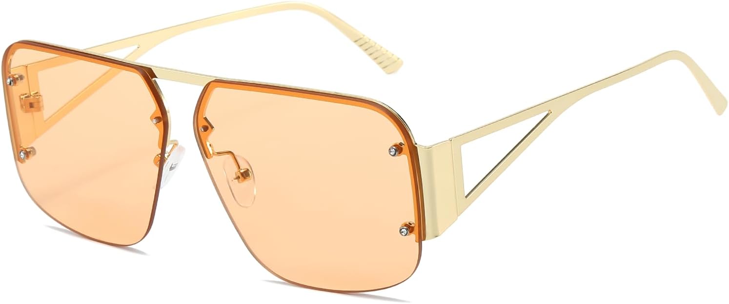 Модные солнцезащитные очки-авиаторы для мужчин и женщин, металлические полуободковые очки в стиле ретро, большие квадратные солнцезащитные очки YUELUQU, Gold-champagne
Модные солнцезащитные очки-авиаторы для мужчин и женщин, металлические полуободковые очки в стиле ретро, большие квадратные солнцезащитные очки YUELUQU, Gold-champagne