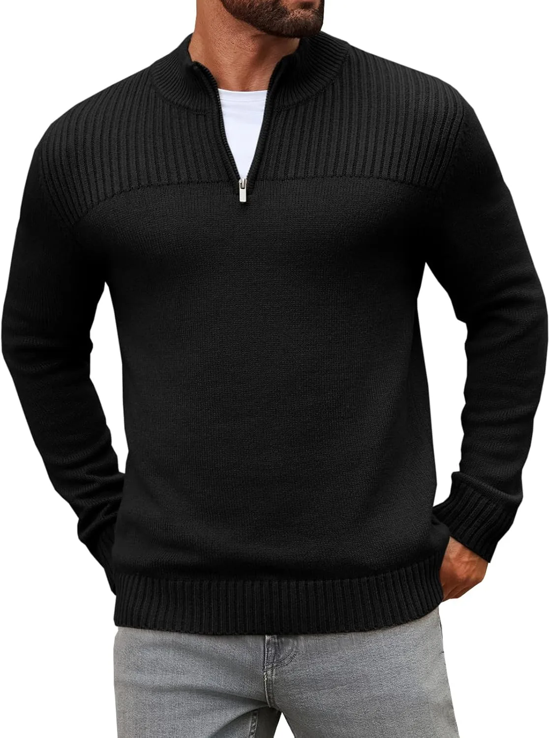 Runcati мужской свитер с четвертью молнии, длинный рукав, slim fit, воротник-стойка, рифленая вязка
Runcati мужской свитер с четвертью молнии, длинный рукав, slim fit, воротник-стойка, рифленая вязка