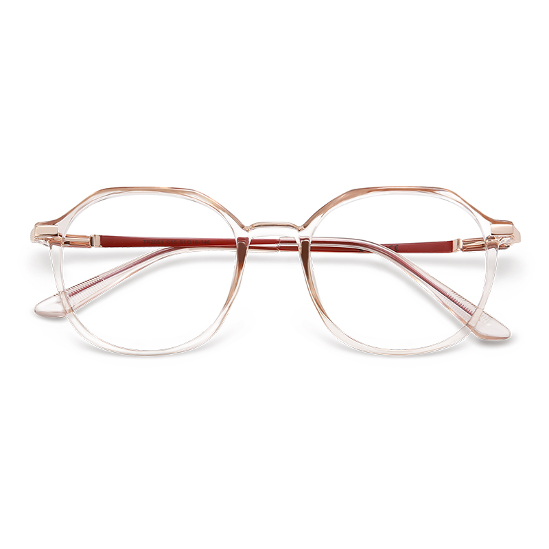 MK MINGKU Пластиковая оправа для очков круглой формы унисекс, Transparent Tea Brown Frame