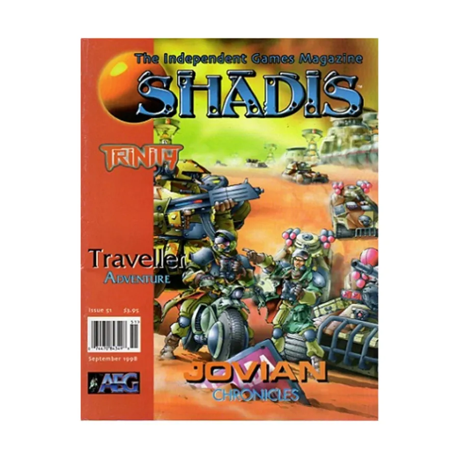 Журнал #51 "Trinity, Jovian Chronicles, Traveller Adventure", Shadis Magazine
Журнал #51 "Trinity, Jovian Chronicles, Traveller Adventure", Shadis Magazine