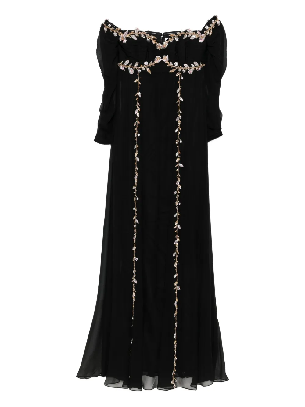 Декорированное платье макси с открытыми плечами Dina Melwani, черный
Декорированное платье макси с открытыми плечами Dina Melwani, черный
