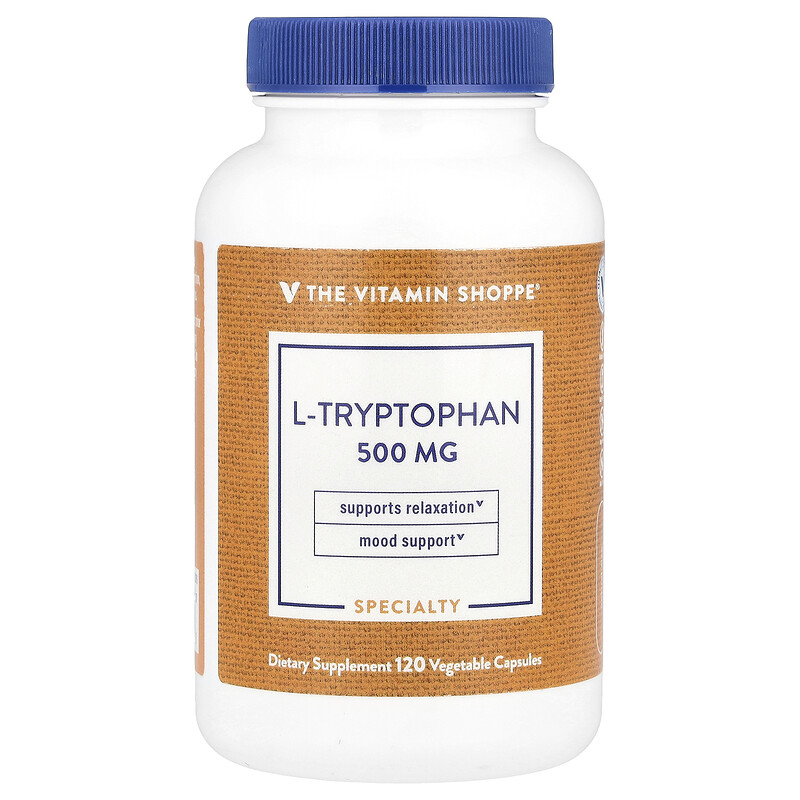The Vitamin Shoppe, L-триптофан, 500 мг, 120 растительных капсул 
The Vitamin Shoppe, L-триптофан, 500 мг, 120 растительных капсул