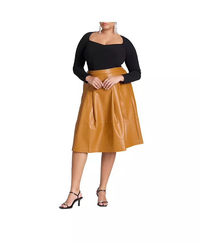 Юбка миди из искусственной кожи больших размеров ELOQUII, коричневый
Юбка миди из искусственной кожи больших размеров ELOQUII, коричневый