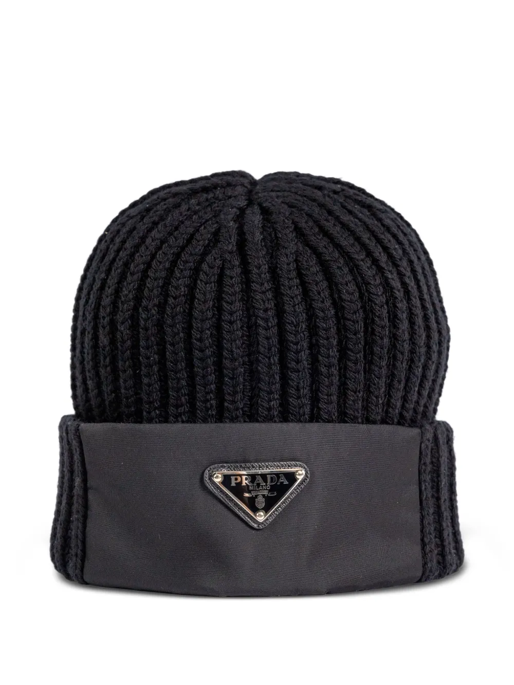 Шапка бини в рубчик с логотипом Prada, черный
Шапка бини в рубчик с логотипом Prada, черный