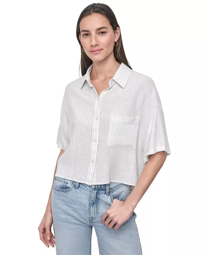 Женская оверсайз укороченная рубашка DKNY Jeans, синий 
Женская оверсайз укороченная рубашка DKNY Jeans, синий