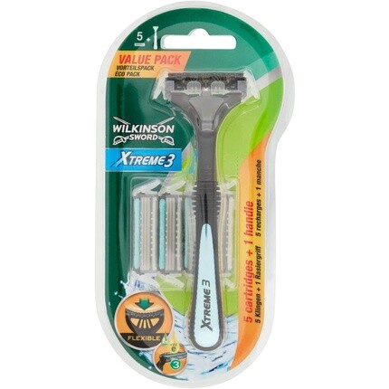 Xtreme3 ‹В‹ Бритва с 3 лезвиями + 5 насадок для бритвы, Wilkinson Sword
Xtreme3 ‹В‹ Бритва с 3 лезвиями + 5 насадок для бритвы, Wilkinson Sword