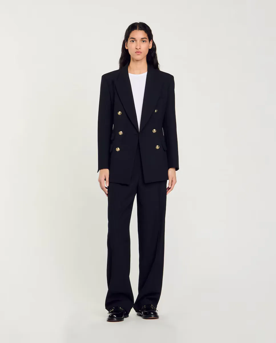 Классический женский пиджак на двубортных пуговицах Sandro, черный
Классический женский пиджак на двубортных пуговицах Sandro, черный