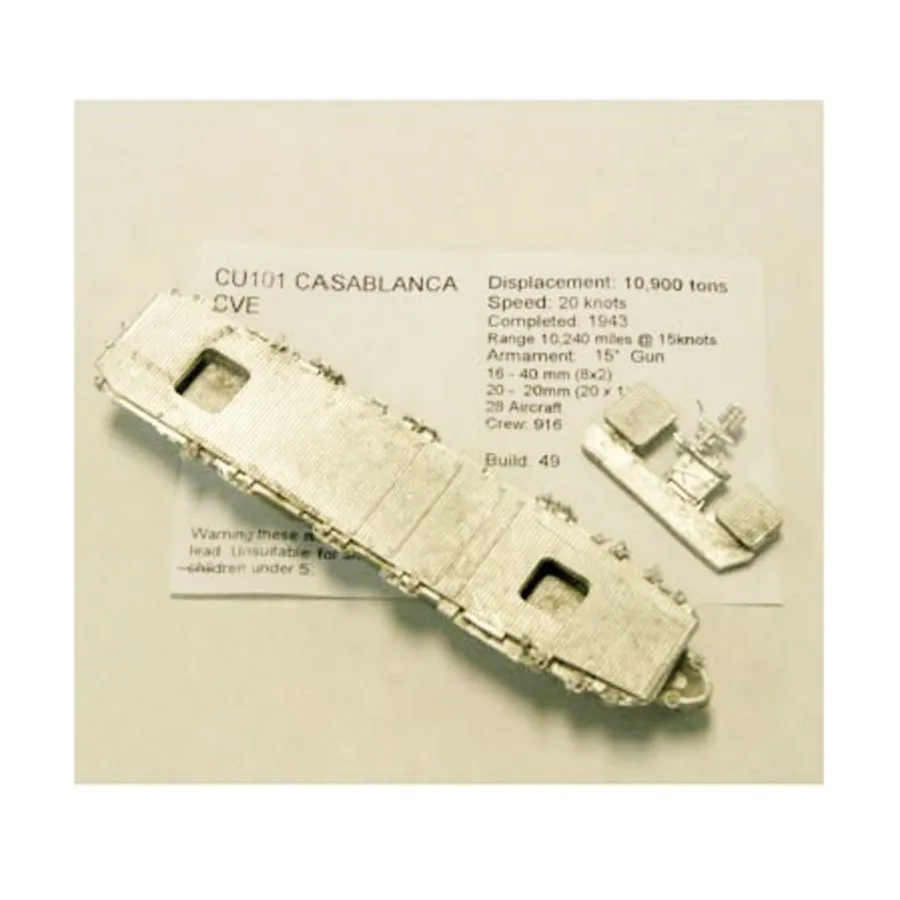 Касабланка — CVE, Figurehead Ships - WWII Coastal Forces - United States (1:1250) (Noble Miniatures)
Касабланка — CVE, Figurehead Ships - WWII Coastal Forces - United States (1:1250) (Noble Miniatures)