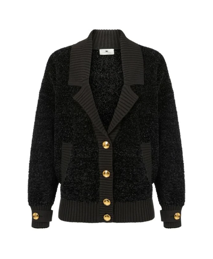 Кардиган из буклированной синели с декоративными пуговицами Elisabetta Franchi, черный
Кардиган из буклированной синели с декоративными пуговицами Elisabetta Franchi, черный