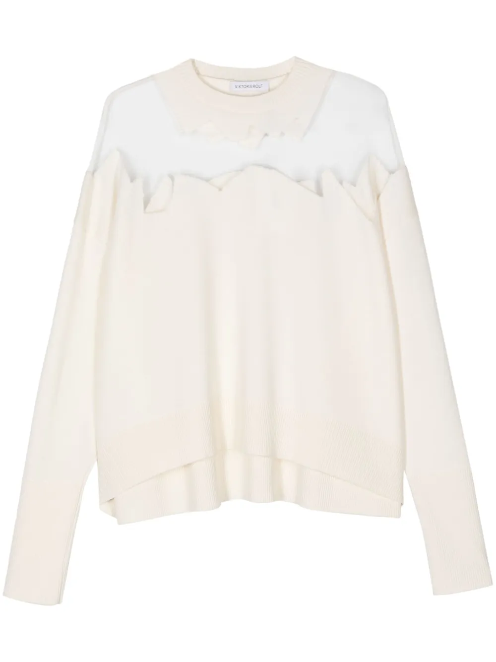 Свитер со полупрозрачной вставкой Viktor & Rolf, белый
Свитер со полупрозрачной вставкой Viktor & Rolf, белый