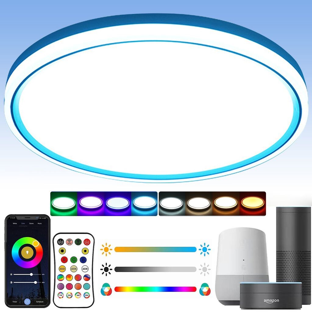 Светодиодный потолочный светильник мощностью 24 Вт с боковым освещением RGB, потолочный светильник с регулируемой яркостью, таймером, пультом дистанционного управления, приложение Alexa Google Assistant для спальни, гостиной, игровой комнаты Ros...
Светодиодный потолочный светильник мощностью 24 Вт с боковым освещением RGB, потолочный светильник с регулируемой яркостью, таймером, пультом дистанционного управления, приложение Alexa Google Assistant для спальни, гостиной, игровой комнаты Ros...