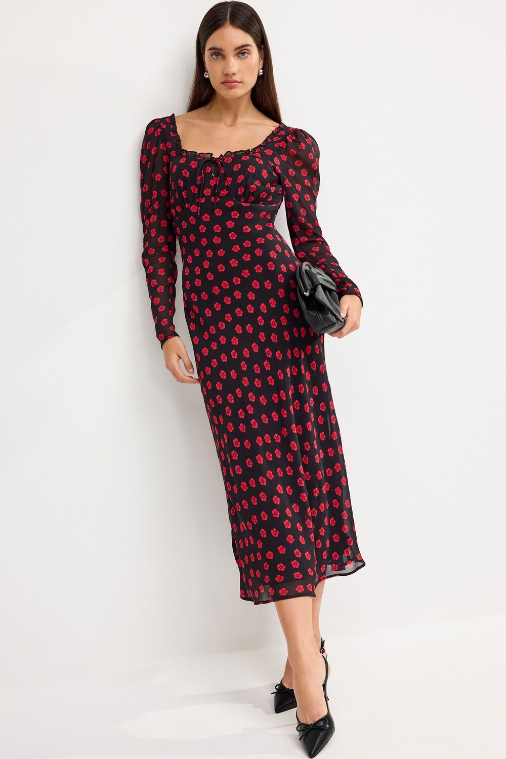 Платье миди с длинными рукавами и квадратным вырезом Next, черный
Платье миди с длинными рукавами и квадратным вырезом Next, черный