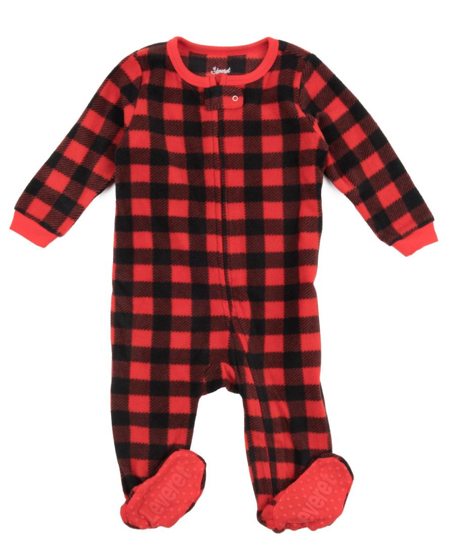 Детская флисовая праздничная пижама с закрытыми ножками Leveret, Plaid black & red
Детская флисовая праздничная пижама с закрытыми ножками Leveret, Plaid black & red