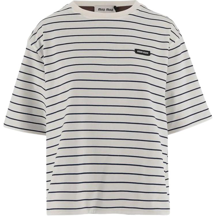 Футболка с коротким рукавом и круглым вырезом в полоску MIU MIU, белый
Футболка с коротким рукавом и круглым вырезом в полоску MIU MIU, белый