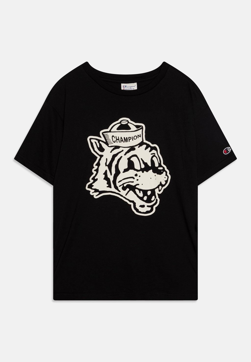 Футболка с принтом COLLEGE CREWNECK WITH TIGER PRINT Champion, черный 
Футболка с принтом COLLEGE CREWNECK WITH TIGER PRINT Champion, черный