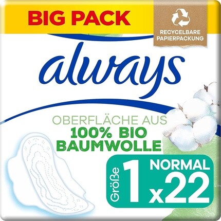Гигиенические прокладки Always Cotton Protection Ultra Normal с крылышками, 22 шт.
Гигиенические прокладки Always Cotton Protection Ultra Normal с крылышками, 22 шт.
