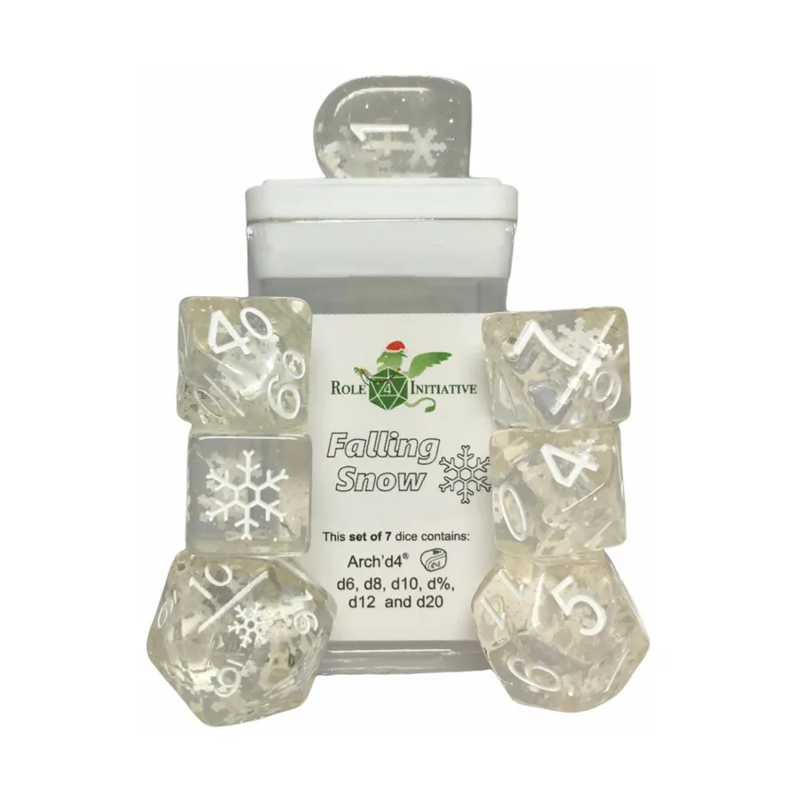 Многогранные игральные кости — падающий снег с белым (7), Game Dice - Happy Holi-Dice
Многогранные игральные кости — падающий снег с белым (7), Game Dice - Happy Holi-Dice