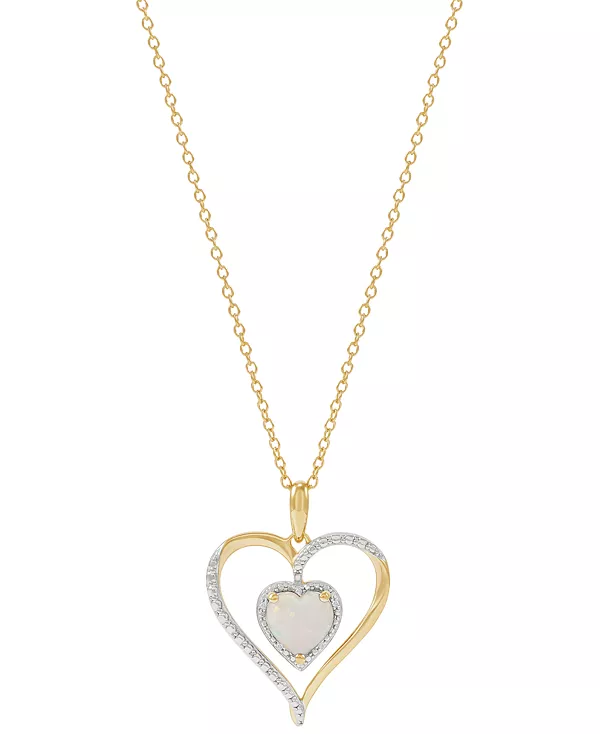 Ожерелье с подвеской в форме сердца из стерлингового серебра 14 карат с драгоценными камнями и бриллиантами, украшенное бриллиантами Macy'S, opal
Ожерелье с подвеской в форме сердца из стерлингового серебра 14 карат с драгоценными камнями и бриллиантами, украшенное бриллиантами Macy'S, opal