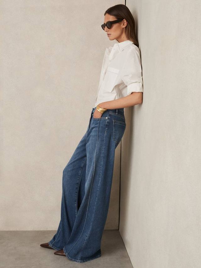 Свободные широкие джинсы средней посадки heather Reiss, средний синий
Свободные широкие джинсы средней посадки heather Reiss, средний синий