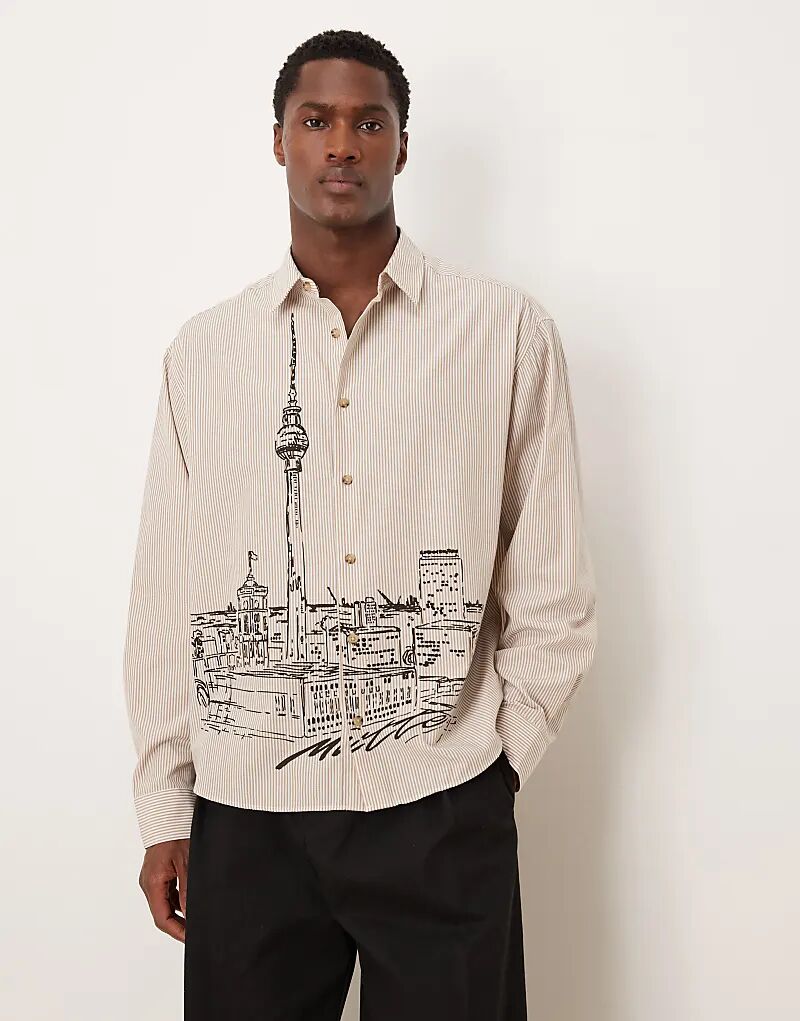 Рубашка свободного кроя ASOS DESIGN в полоску с пейзажным принтом бежевого цвета
Рубашка свободного кроя ASOS DESIGN в полоску с пейзажным принтом бежевого цвета