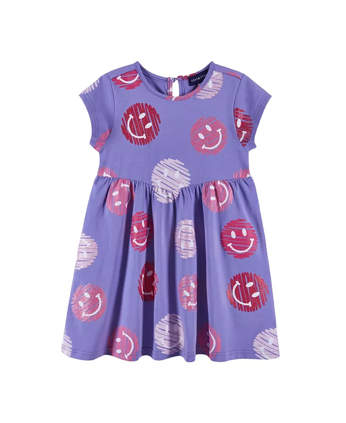Платье для девочки Toddler/Child из джерси с принтом смайликов Andy & Evan, фиолетовый 
Платье для девочки Toddler/Child из джерси с принтом смайликов Andy & Evan, фиолетовый