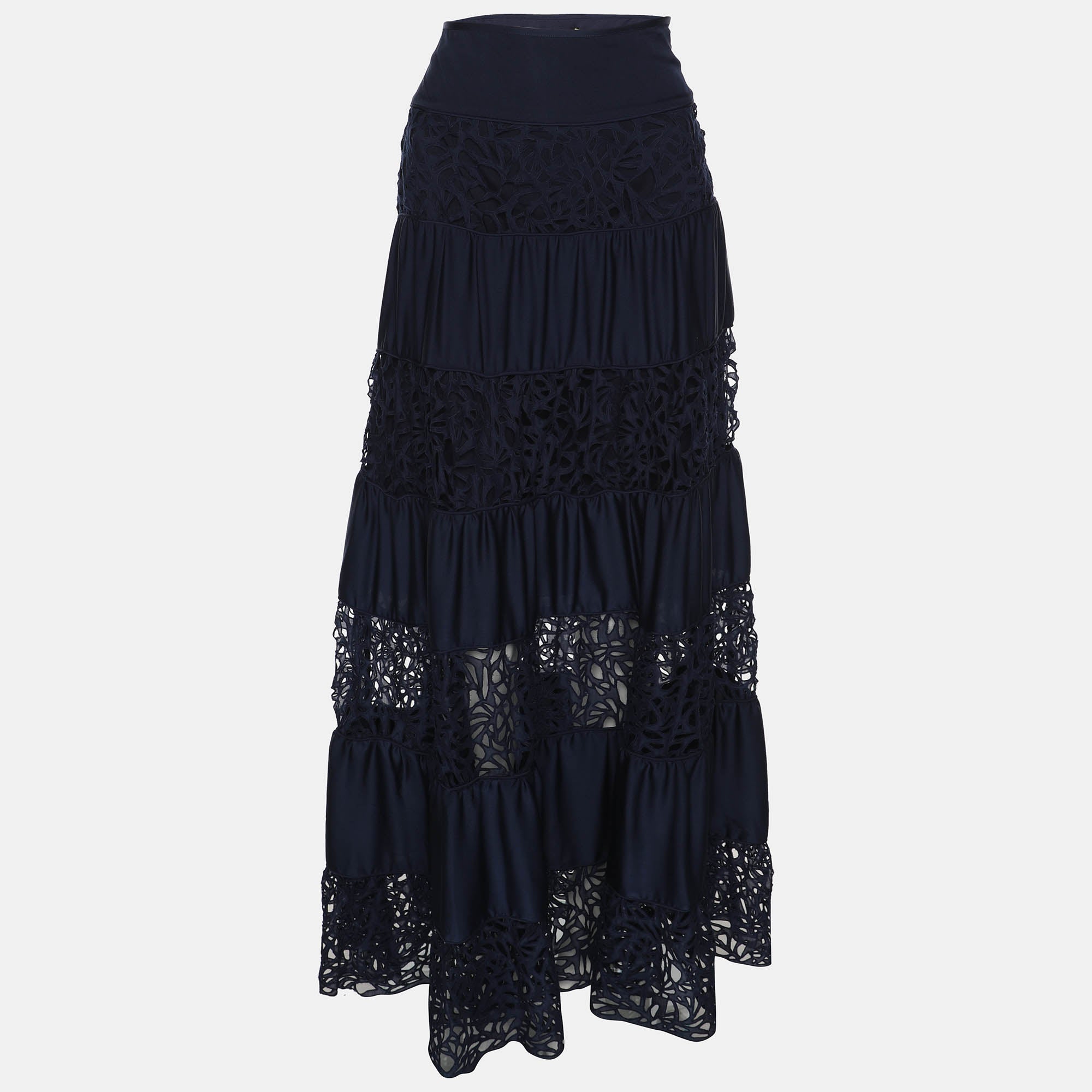 Длинная юбка-макси из шелковой смеси темно-синего цвета от Catherine Malandrino с вырезами и панелями
Длинная юбка-макси из шелковой смеси темно-синего цвета от Catherine Malandrino с вырезами и панелями