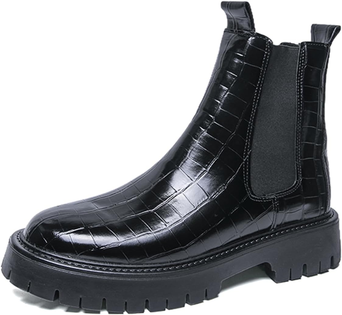 Мужские ботинки TengfeiFly Chelsea с тиснением под крокодила, на липучке с эластичными боковыми вставками, массивным каблуком-платформой, округлым носком, легкие мягкие классические ботинки для повседневной носки, офиса и деловой работы, черный
Мужские ботинки TengfeiFly Chelsea с тиснением под крокодила, на липучке с эластичными боковыми вставками, массивным каблуком-платформой, округлым носком, легкие мягкие классические ботинки для повседневной носки, офиса и деловой работы, черный