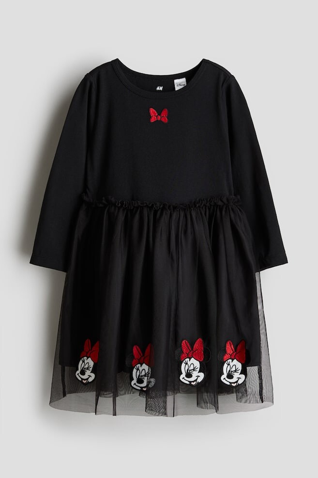 Платье с принтом и тюлевой юбкой H&M, черный