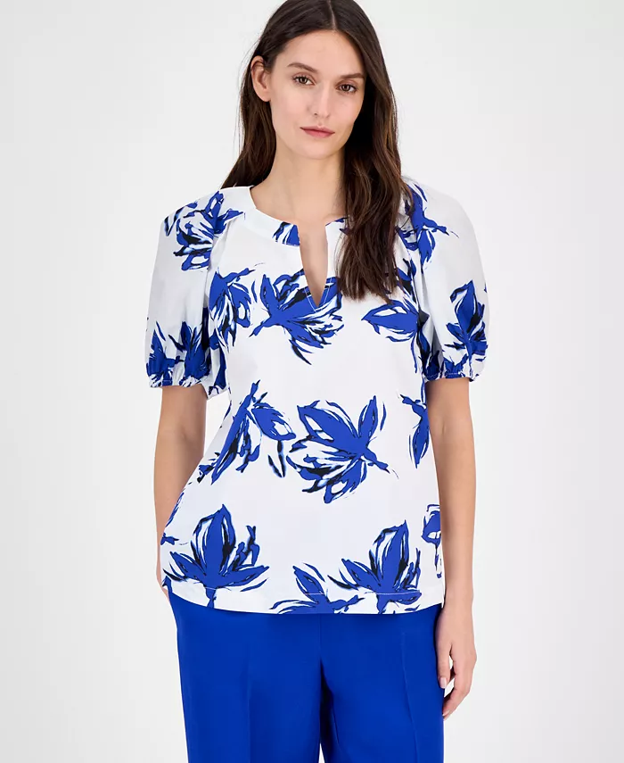 Женская блузка с принтом и пышными рукавами из хлопка Anne Klein, синий
Женская блузка с принтом и пышными рукавами из хлопка Anne Klein, синий