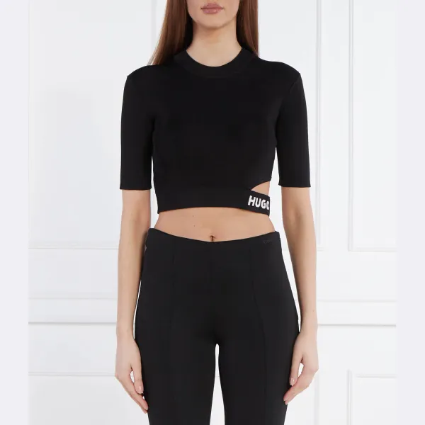 Укороченный атласный свитер Hugo, черный
Укороченный атласный свитер Hugo, черный