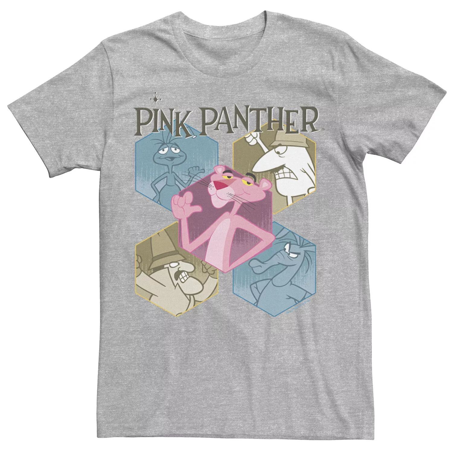 Мужская футболка с шестиугольным портретом и рисунком Pink Panther Licensed Character
Мужская футболка с шестиугольным портретом и рисунком Pink Panther Licensed Character