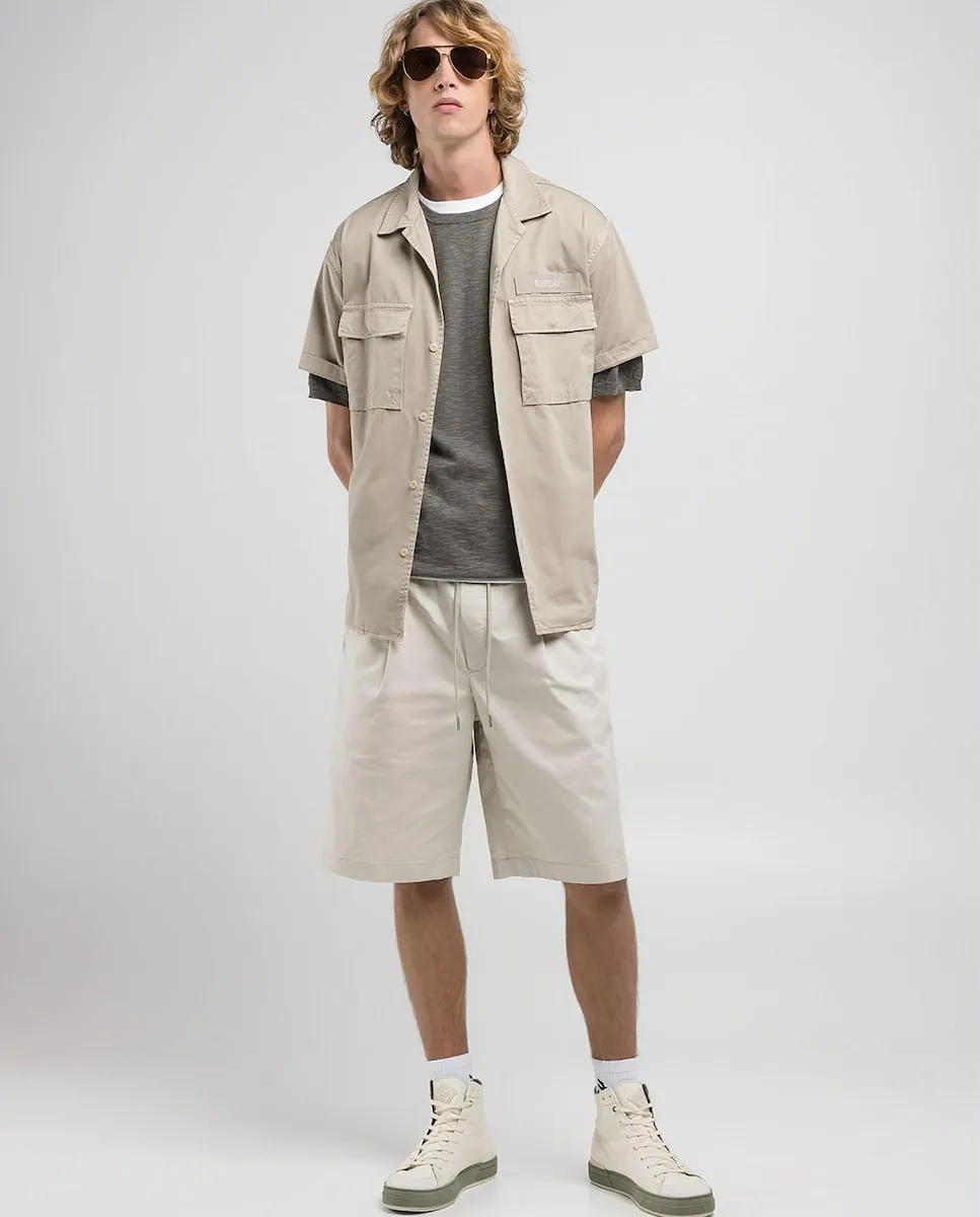 Мужская рубашка из хлопка с коротким рукавом, прямого кроя Replay, бежевый
Мужская рубашка из хлопка с коротким рукавом, прямого кроя Replay, бежевый