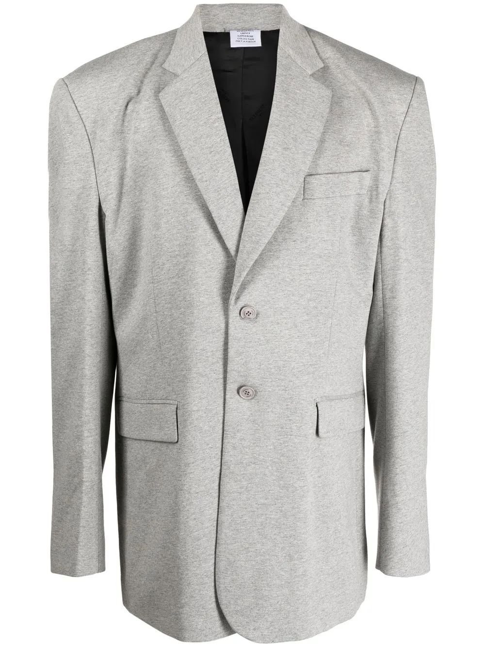 Однобортный пиджак с объемными плечами VETEMENTS, серый
Однобортный пиджак с объемными плечами VETEMENTS, серый