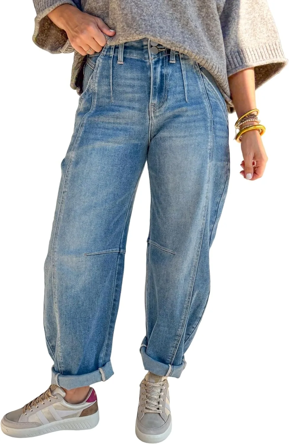 EARKOHA женские джинсы sky blue medium wash cuffed barrel
EARKOHA женские джинсы sky blue medium wash cuffed barrel