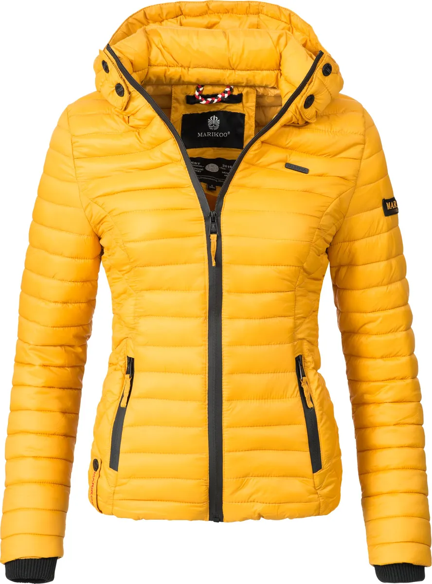 Стеганая куртка Marikoo "Бархатная лапка", с капюшоном, сверхлёгкая переходная куртка с капюшоном, желтый