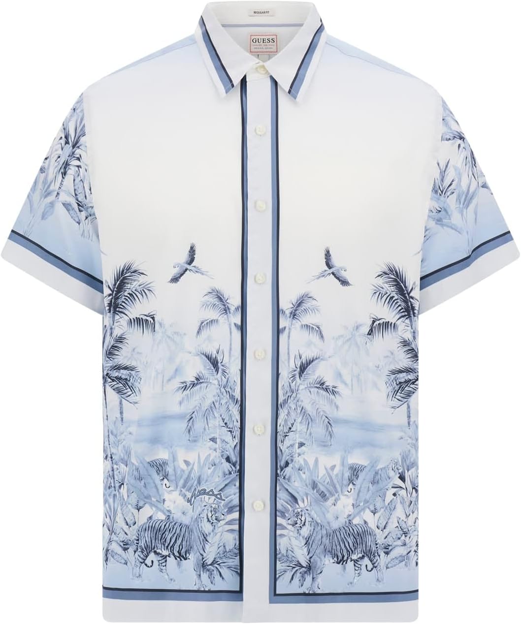 Рубашка Guess с коротким рукавом и принтом "Большой кот", Big Cat Paradise Blue
Рубашка Guess с коротким рукавом и принтом "Большой кот", Big Cat Paradise Blue