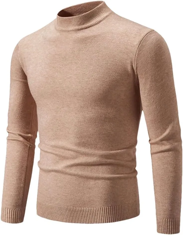 Мужской однотонный вязаный свитер с полувысоким воротником
Мужской однотонный вязаный свитер с полувысоким воротником