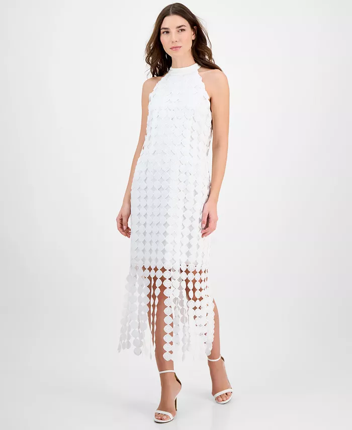 Маленькое кружевное платье без рукавов с бахромой по подолу Anne Klein, белый
Маленькое кружевное платье без рукавов с бахромой по подолу Anne Klein, белый